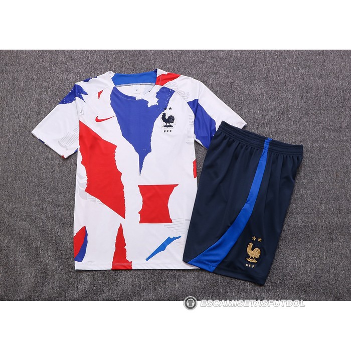 Chandal del Francia Manga Corta 22-23 Blanco Rojo Azul - Pantalon Corto